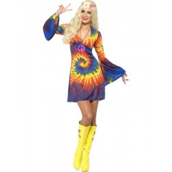 Disfraz de Mujer Hippie con Tinte Desigual