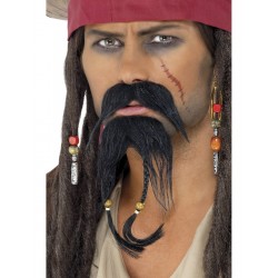 Kit De Barba Y Bigote Para Piratas Marrón
