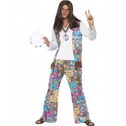 Disfraz De Hippie Groovy Con Traje De Flores