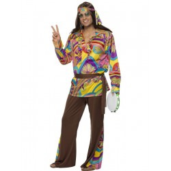 Disfraz De Hippie Psycodélico Multicolor